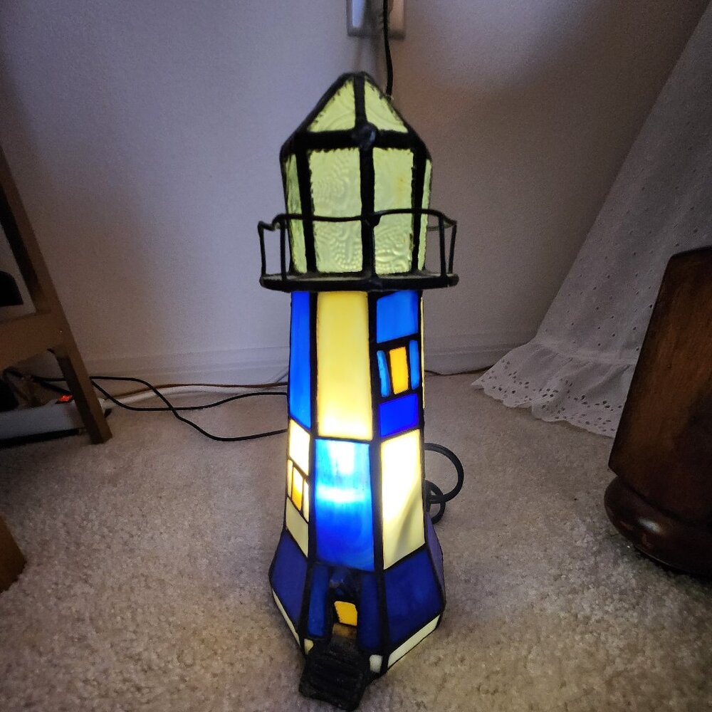 Tiffany Style LightHouse Lamp